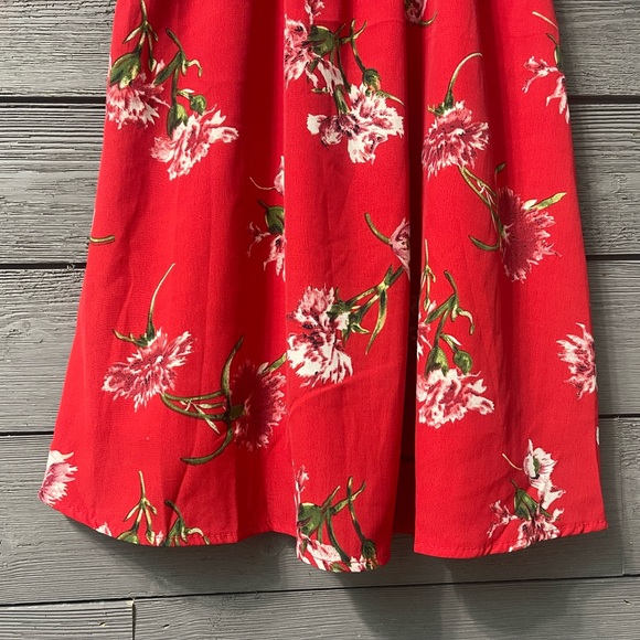 Oscar-St Red Floral Sleeveless Ruffle Dress Sz Small - Picture 10 of 16